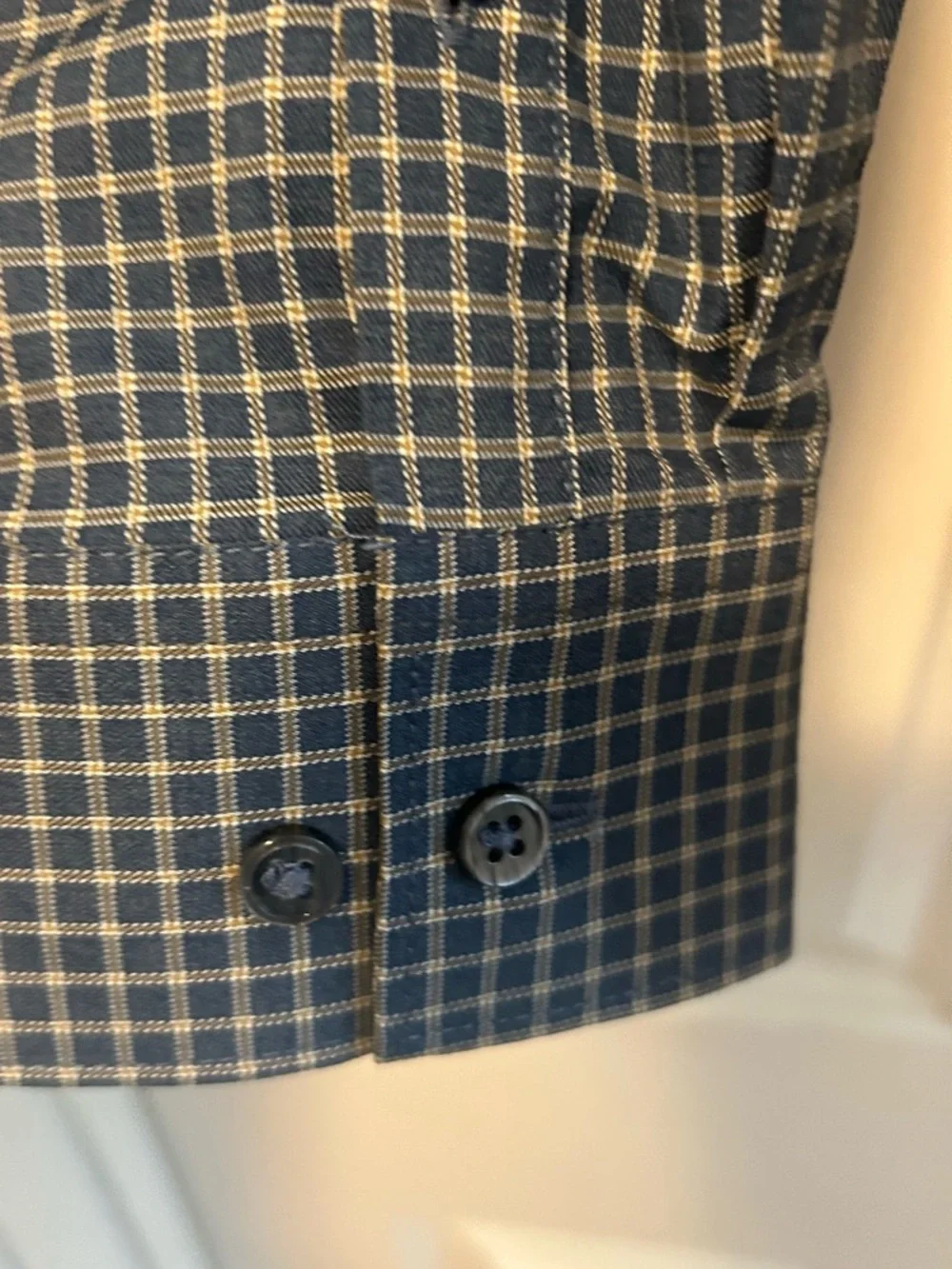 Men's  Sea Blue Check Button-Up Shirt- Long Sleeved -Size XXL - Picture 4 of 5
